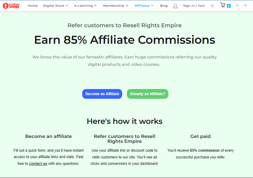 Resell rights Empire Affiliate Program That Pays Big