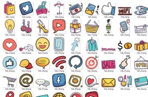 Social Media Hand Drawn Sticker - Images with Resell Rights